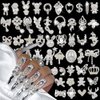 50pcs Luxury Nail Rhinestones Random Silver Nail Charms 3D Alloy Butterfly Nail Art Charms Metal Bowknot Bear Nail Gems Heart Star Flower Charms for Nails Mix Styles Nail Jewels for Nail Art Supplies