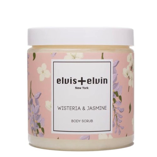 elvis+elvin Body Scrub, Exfoliating Body Scrub to Exfoliate, Smooth & Moisturize Skin - Deep Cleansing & Hydrating, Skin Care for Men and Women 10.1 Fl Oz (Wisteria & Jasmine)