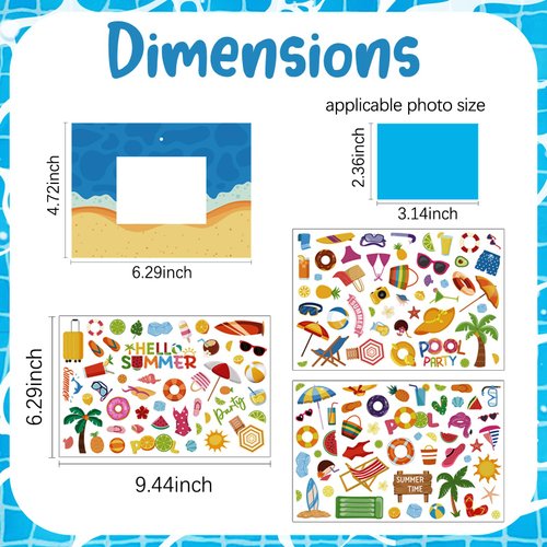 kapitomanio 30 Packs Summer Crafts Kit, Beach Pool DIY Picture Frame Craft Kit for Summer Party Favors Home Game Activities Supplies