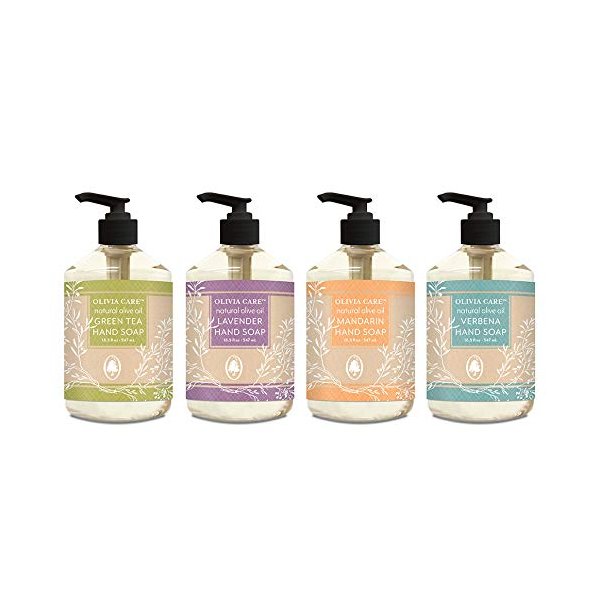 Olivia Care Liquid hand Soap 4-Pack | Infused with Olive Oil - 1 of Each