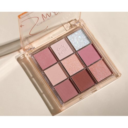 ONLYBETTER Pink Eyeshadow Palette, Pink Eyeshadow Palette High Pigmented Makeup Palette 9 Shades Metallic and Shimmers Long Lasting Sweatproof and Waterproof Bright Eyeshadow Palette