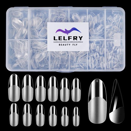 LELFRY Oval Nails Tips,Round Oval Almond Nail Tips Full Cover Acrylic Nails 120pcs Oval False Nails 10 Sizes Fake Nails False Soft Gel Tips for Nail Art