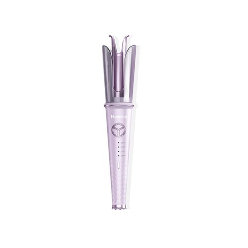 Newme 1.1 inch (28mm) Purple Ceramic Curling Iron: Auto Curler for Beach Waves, Fast Heat-up - Negative Generator, Anti-Scald Function, Professional Safety Curler, Ice Cream Cone Design