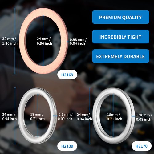 Differential and Transmission Drain Plug Crush Washers Gaskets Compatible with 4Runner T acoma T undra FJ Cruiser Land Cruiser, Replacement for The Part# 12157-10010 90430-24003 90430-18008
