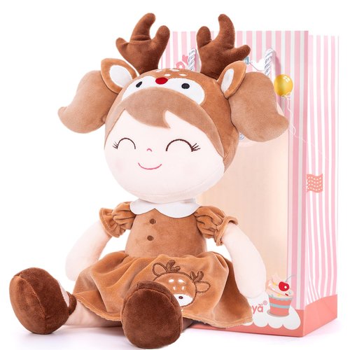 Gloveleya Plush Baby Doll Plush Toys Girl Toys Baby Girl Gift Spring Girl Elk Dolls Kids Soft Toys Plush Deer Toy Brown 16"