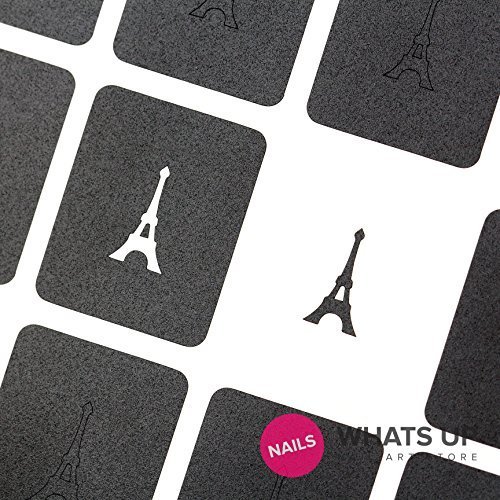 Whats Up Nails - Eiffel Tower Nail Stencils Stickers Vinyls for Nail Art Design (1 Sheet, 20 Stickers & Stencils)