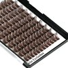Hannahool 120pcs D Curl Individual Wide Stem Brown Cluster DIY Eye Lashes Extensions Mixed 12-14mm/14-16mm/16-18mm Makeup Dramatic Volume Lashes (Brown-14-16mm)