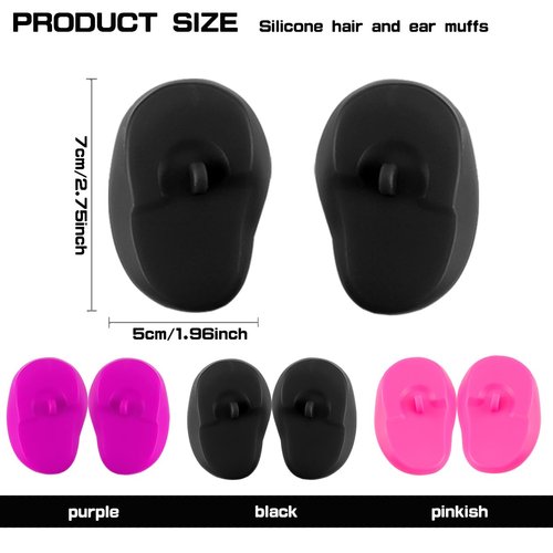 FERCAISH 6 Pcs Silicone Hair Dye Ear Covers, Waterproof Ear Protector Caps - Durable, Reusable and Ideal for Hairdressing Salon, Spa, Bathing and Showers