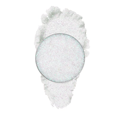 Fillwie White Single Glitter Eyeshadow, Fine Pressed Powder - High Pigment & Sparkly Finish, Perfect for Face Hair & Body, Highlighters & Luminizers, Travel-Friendly (Fairy Flicker)