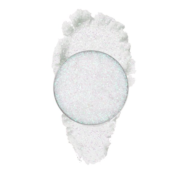 Fillwie White Single Glitter Eyeshadow, Fine Pressed Powder - High Pigment & Sparkly Finish, Perfect for Face Hair & Body, Highlighters & Luminizers, Travel-Friendly (Fairy Flicker)