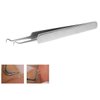BEUKING Acne Blemish Blackhead Comedone Stainless Steel Nipper Blemish Extractor Tool for Remove Blackhead Acne Whitehead Pimple Bend Curved Tweezers, Silver