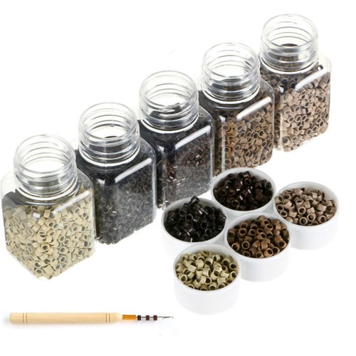 Amesun Microlink Beads Screw Micro Ring 4.5mm Lined Beads For Pre Bond Tip Feather Hair Extensions Weft 5000Pcs