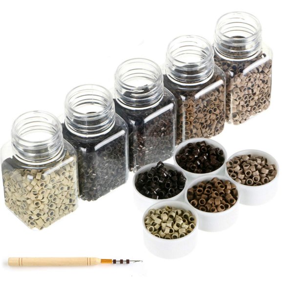 Amesun Microlink Beads Screw Micro Ring 4.5mm Lined Beads For Pre Bond Tip Feather Hair Extensions Weft 5000Pcs