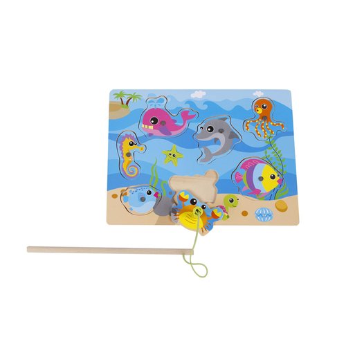 Toys Amsterdam Big Tree Underwater Fishing Game (Wooden Puzzle): Can You Pull The Fish Out of The Water with The Magnetic Angle?