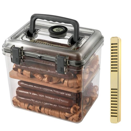 Cigar Humidor Box/Case with Humidifier and Hygrometer and Spanish Cedar Planks,Can Hold About 30-50 cigars Acrylic Travel Cigar Humidor Top Cover Digital Hygrometer