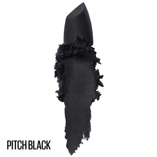 Maybelline Color Sensational Lipstick, Lip Makeup, Matte Finish, Hydrating Lipstick, Nude, Pink, Red, Plum Lip Color, Pitch Black, 0.15 oz; (Packaging May Vary)