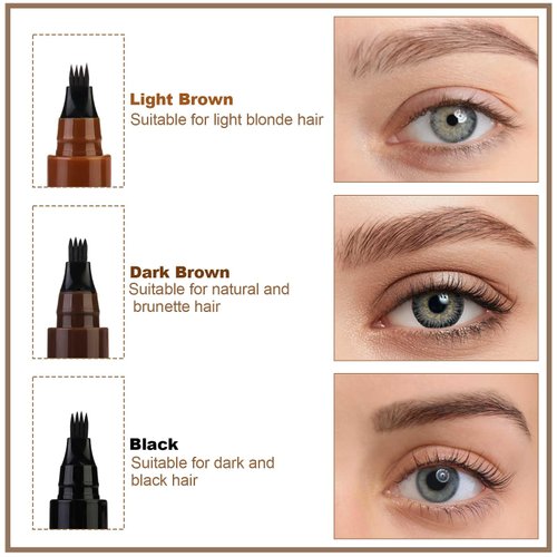 FWUNYVN 5Pcs Suake Eyebrow Pencil Set with Eyelash Brush and Eyebrow Template,4 Tip Microblade Eyebrow Pen,Waterproof and Smudge-Proof,Creates Natural Looking Brows Effortlessly and Stays on All Day