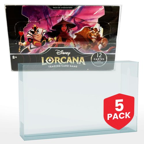 EVORETRO Display Case Protector for Lorcana Booster Pack Display Box Such as Floodborn, Shimmering Skies, Inklands, Ursula's Return & More, Game Box Not Included, 5-Pack - Plastic PET Protective Case