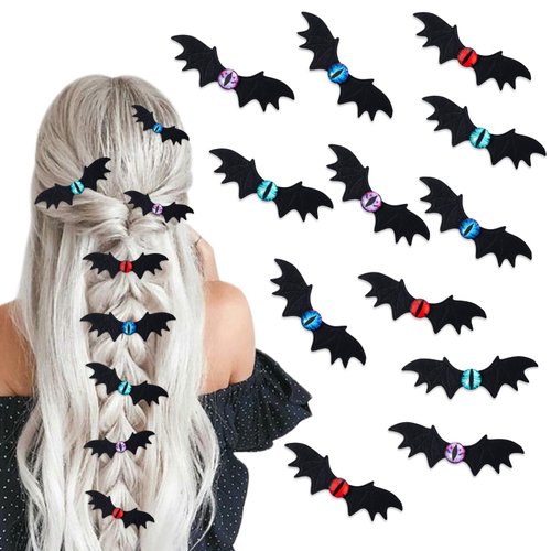 IDDFEVE 12Pcs Halloween Hair Clips for Women &amp; Gilrs, Colorful Devil Eyes Gothic Eyeball with Bat...