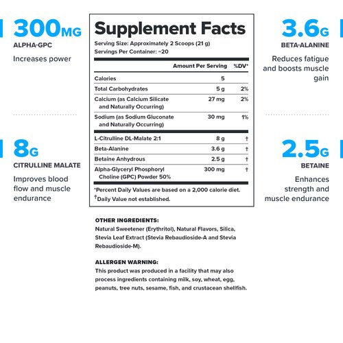 LEGION Pulse Pre Workout Supplement - All Natural Nitric Oxide Preworkout Drink to Boost Energy, Creatine Free, Naturally Sweetened, Beta Alanine, Citrulline, Alpha GPC (Caffeine Free Arctic Blast)