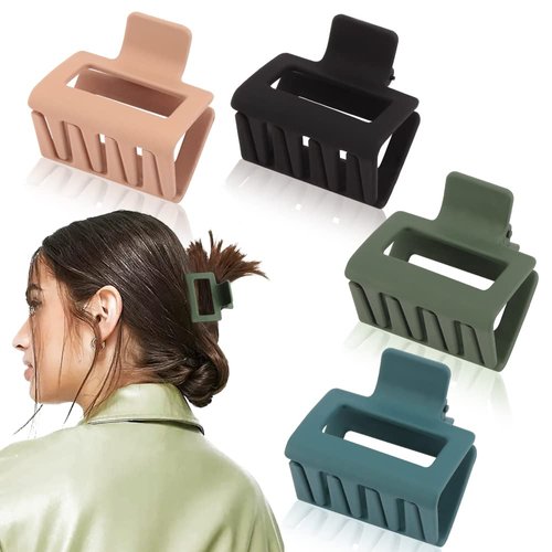 Ahoney 4 Pack Hair Clips for Thin Hair 2" Matte Hair Clips Hair Claw Clips Square Claw Clips Medium Claw Clips Hair Clips for Thick Hair Cute Hair Clips for Women