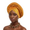African Autogele Headtie Raw Silk Diamonds Head Wraps Women Turban Cap Nigeria Wedding Geles Party Headpiece Turbante Mujer (Gold)