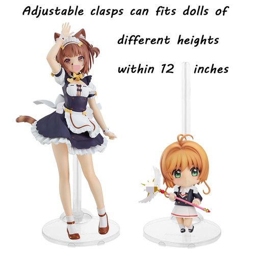 BieFuDan 10Pcs Adjustable Doll Stands Display Holders, Action Figure Stand Toy Doll Accessories, Transparent Plastic Mini Doll Display Stand Support for 11 to 13 Inch Dolls