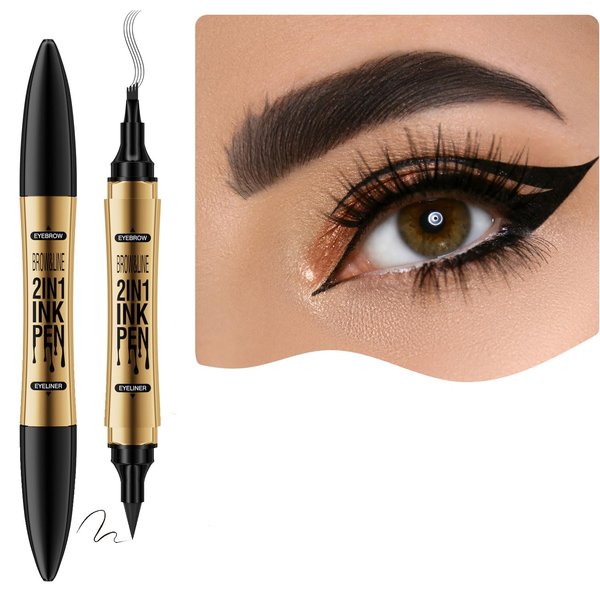 Eyebrow Pencil with 4 Micro-Fork Tip Natural Looking Brows Effortlessly and Stays on All Day Waterproof Black