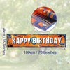 Sumind Dart Battle Party Supplies Horizontal Fabric Happy Birthday Banner, Orange, Boys Birthday Party Decorations, 71 x 16 Inch, Tear Resistant, Lightweight, Fold