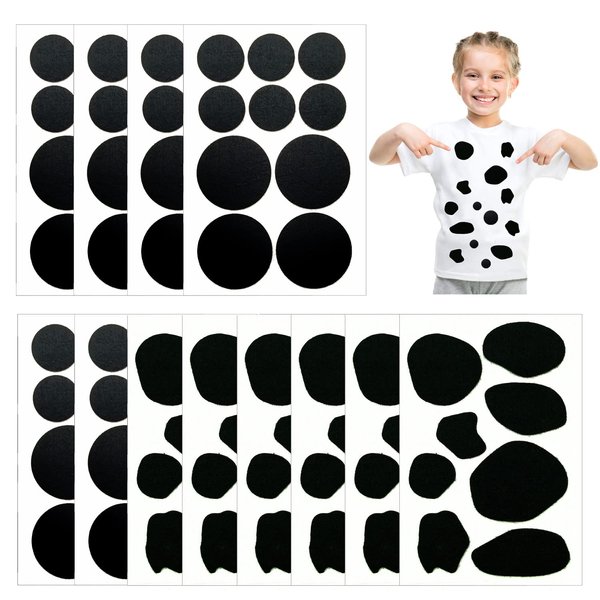 12 Sheets Adhesive Felt Circles Felt Pads Cow Style Felt Pad for Halloween DIY Projects Costume Party Decorations Supplies, Round and Irregular Shape