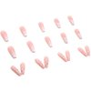 Hkanlre French Pink Press on Nails Coffin Long Heart Fake Nails Flower Full Cover Ballerina Shiny False Nails for Women and Girls 24PCS