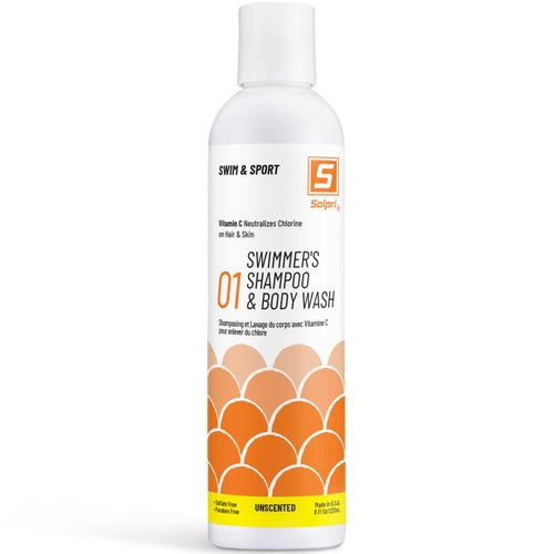 Solpri Swimmers Chlorine Swim Shampoo and Body Wash for Kids & Adults - Unscented with Vitamin C, 8 Fl Oz