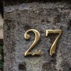 HASWARE House Number Sign 4 inch (10 cm) Polished Brass Finish Stylish Curvy Modern Door Numbers Signage Plaque Street Home Address Numerals(1, Brass)