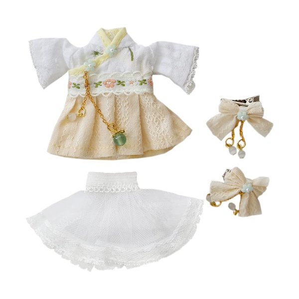 niannyyhouse Ancient Style Hanfu Doll Dress up Chest-Length Skirt 1/12 BJD OB11 4.3 inches (11 cm) Doll Action Figures Clothing Accessories (Yellow)