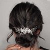 CASOLVX Bride Hair Comb Flower Leaf Headpiece Pearl Hair Clips Wedding Hair Accessories for Brides Bridesmaids Women