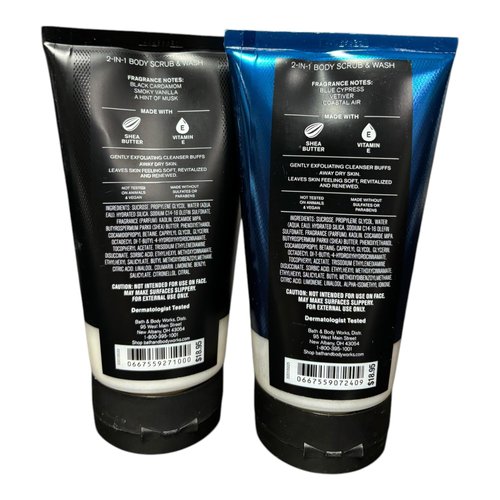 Bath and Body 2-Pack Gift Set Noir And Ocean 2-IN-1 Body Scrub & Body Wash | 8 Oz Each