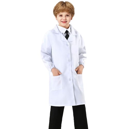 Kids Lab Coat for Doctor Dentist Scientist Career Day Preschool Role Play Costume for Halloween Christmas Set(Medium,White)