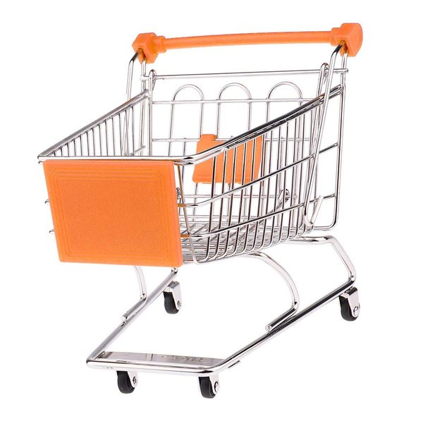 Mini Shopping Cart Miniature Supermarket Handcart Shopping Utility Cart Storage Toy for Kids - Orange