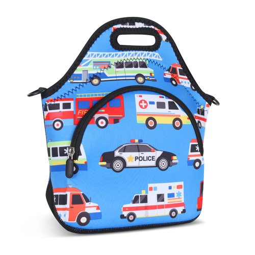 Violet Mist Neoprene Lunch Bags with Shoulder Strap Lunch Totes for Women Insulated Lunch Handbag Thermal Lunch Box Reusable Gourmet Bento Bag Pocket Zipper for Work Picnic Travel Gifts, Blue Car