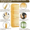 Bamboo Hair Brush Comb Set for Women Men, Wood Bristle Paddle Detangling Brush, Wide Tooth Comb for Curly Wavy Thick Thin Wet Dry Hair, Brush Cleaning Tool Included - 4 Pack