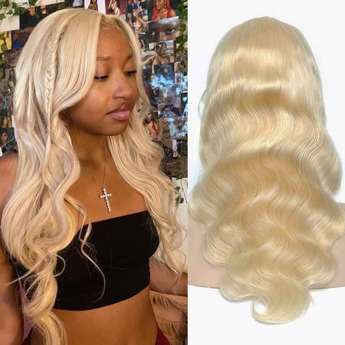 Nakkia 4x4 Blonde Lace Front Wigs Human Hair Pre Plucked 613 Body Wave Lace Front Human Hair Wigs For Black Woman Blonde Body Wave Closure Wigs Human Hair 150 Density (613#, 28 inch)