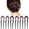 6 Pack Black Sparkly Bling Jeweled Rhinestone Plastic U Shape Hair Fork Pins Chopsticks Hairpins Picks Carved Hollow Long Hair Sticks Hairclips Hair Bun Chignon Braids Spiral Twist Maker Accessories