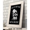 Life Is Better With Music - Snoopy Quotes Music Wall Art Print, Typographic Wall Decor For Music Room, Studio, Home, Office & Aesthetic Room Decor - Unframed Wall Art Music Print - 8 x 10”