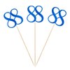 Blue Glitter 88th Birthday Centerpiece Sticks, 12-Pack Number 88 Table Topper Anniversary Party Decorations