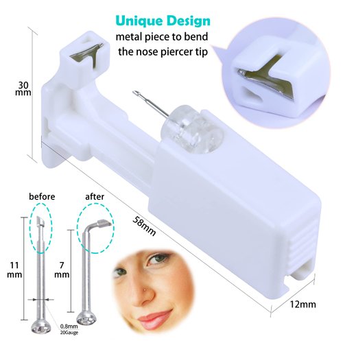 Firstomato 2 PCS Disposable Nose Piercing Gun Self Nose Piercing Kit Piercing Nose Rings Piercer Hypoallergenic Nose Stud