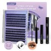 EchoVerde Lash Clusters Kit. Upgraded PBT Lash Extentions in 9-15mm 30D-40D D Curl. Affordable Natural Lash Clusters Come with Lash Bond and Seal, Tweezers & Comb, and Lash Remover (0.07D,144pcs, Kit)