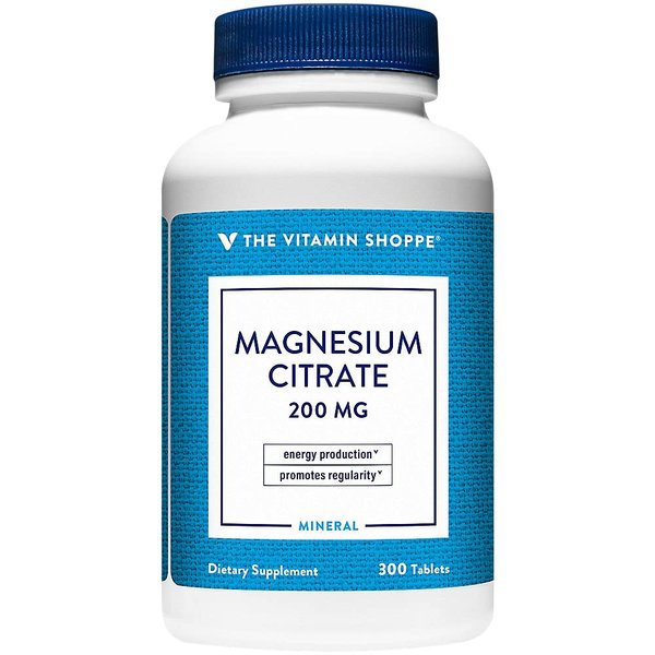 Magnesium Citrate 200mg Tablets, Magnesium Supplement as Citrate for Muscle Relaxation – Supports Nerve, Heart and Muscle Function – Boosts Energy Production (300 Tablets) by The Vitamin Shoppe