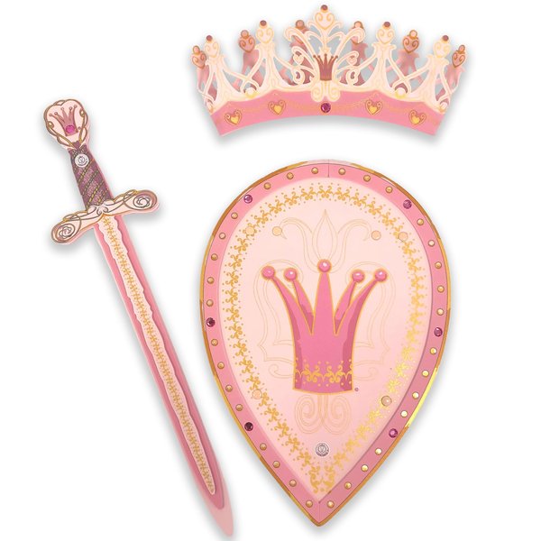 Liontouch Queen Rosa Toy Sword, Shield & Crown for Girls | Medieval Play Set in Foam for Children’s Pretend Play in Pink | Safe Weapons & Battle Armor for Dress Up & Royal Costumes