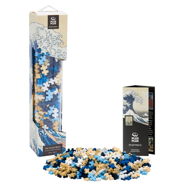 PLUS PLUS Inspired Art History Building Set, 3D Painting Kit & Craft Supplies for Kids, 350 Mini Interlocking Open Ended Pieces - Hokusai, The Great Wave