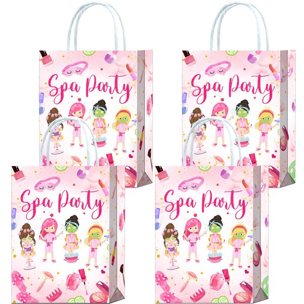 16 Pcs Spa Birthday Makeup Pajamas Sleepover Party Favor Bags,Spa Birthday Cosmetics Party Goodie Treat Candy Snack Gift Bags for Kids Girls Women Party Supplies decorations